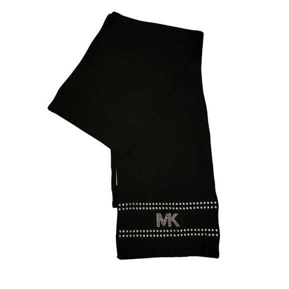 Michael Kors Accessories - Michael Kors Black Knit Scarf With Studded Detailing